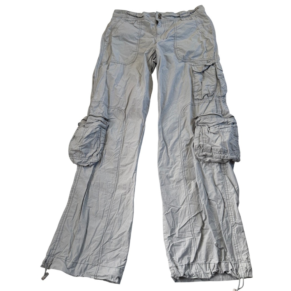 Garage Gray Cotton Cargo Parachute Pants Wide Leg Multi Pocket Size Small P/S